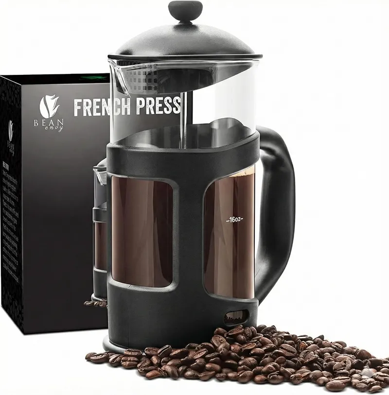 Bean Envy French Press Coffee Maker - 34 oz Glass Carafe Coffee Press Stainless Steel Plunger - Multipurpose Beverage Maker with Borosilicate Glass — image 1