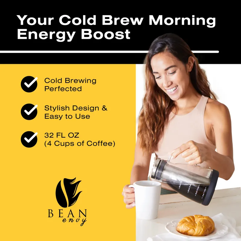 Bean Envy Cold Brew Coffee Maker - 32 oz Glass Cold Brew Pitcher — image 2