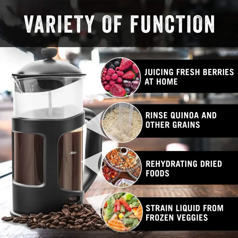 Bean Envy French Press Coffee Maker - 34 oz Glass Carafe Coffee Press Stainless Steel Plunger - Multipurpose Beverage Maker with Borosilicate Glass — image 3