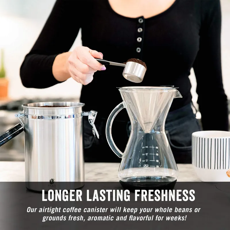 Bean Envy Airtight Coffee Canister, 22.5 Oz coffee bean storage with Date tracker and Co2 release valve, Stainless Steel coffee container, espresso bean storage- best gift accessories — image 5