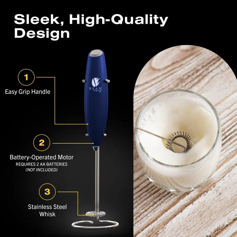 Bean Envy Milk Frother, Coffee Stirrers, Frother Wand, Milk Frother Handheld, Frother with stand, Hand Blender for Coffee, Lattes, Cappuccino, Matcha and Hot Chocolate – Kitchen Gifts - Blue — image 6