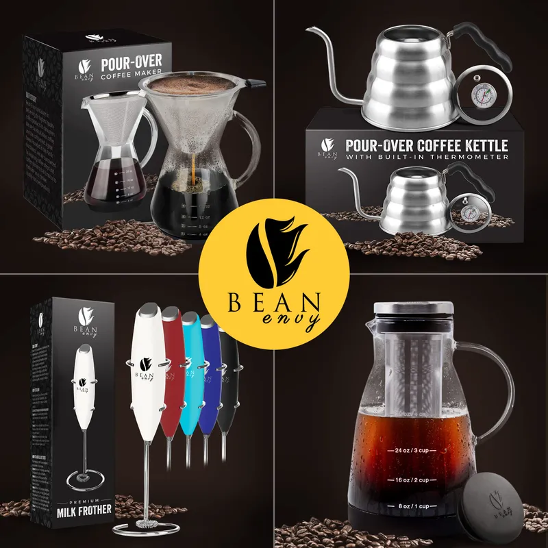 Bean Envy Pour Over Coffee Maker - Glass Dripper with Steel Filter 20 Oz — image 9
